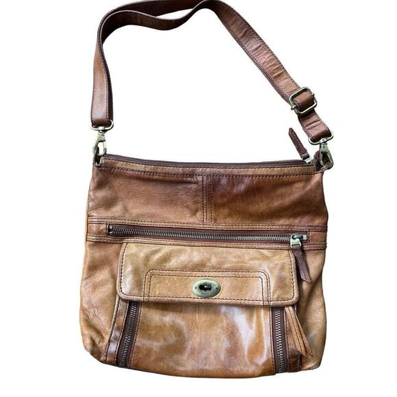 Vintage? Fossil Stanton Traveler Leather Crossbody.Shoulder bag/purse. READ! - Picture 1 of 10